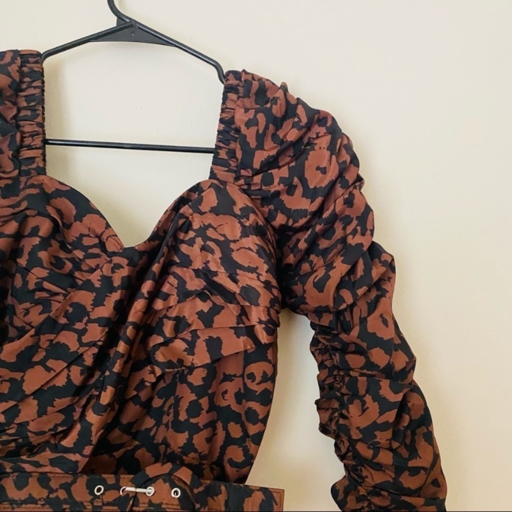 NICHOLAS ruched leopard print belted minidress Size 6 - Picture 4 of 8